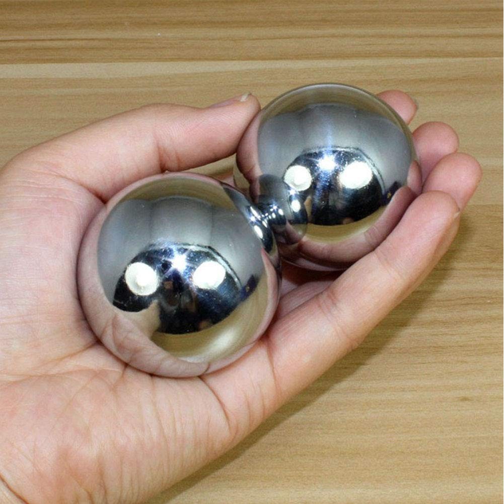 Denpetec 2pcs Baoding Balls Chinese free size, Silver, 1.69inch, Color Random