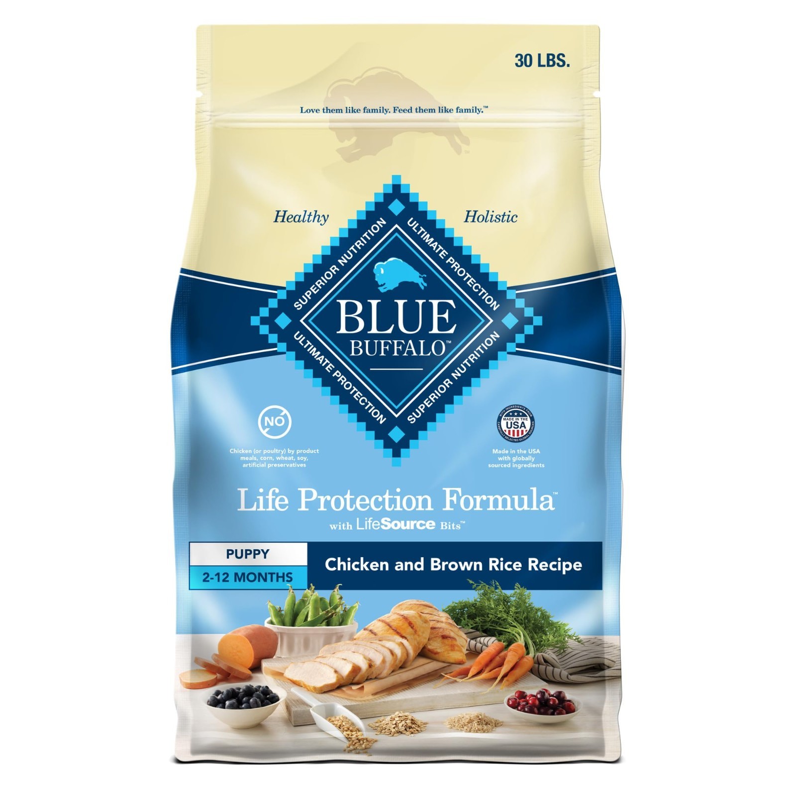 Blue Buffalo Life Protection Formula Puppy Dry Dog Food,Chicken& Brown Rice,30lb