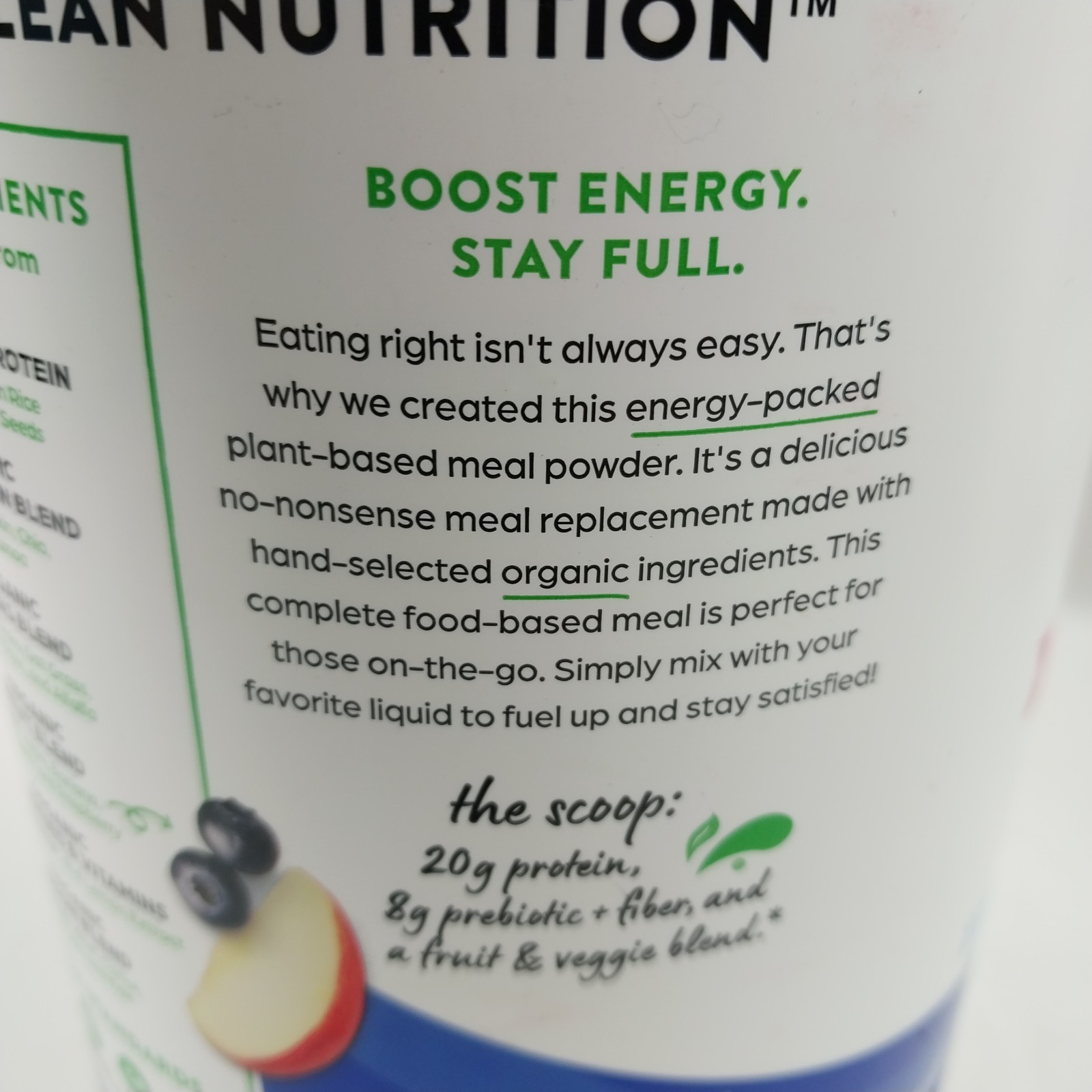 Organic Meal Powder Vanilla 2.0 Ib Orgain Vegan Replacement Protein Bean Plant