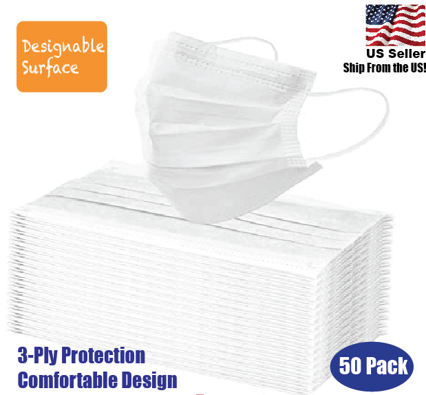 50 Disposable Face Cover – White and Designable Surface (Non-Medical)