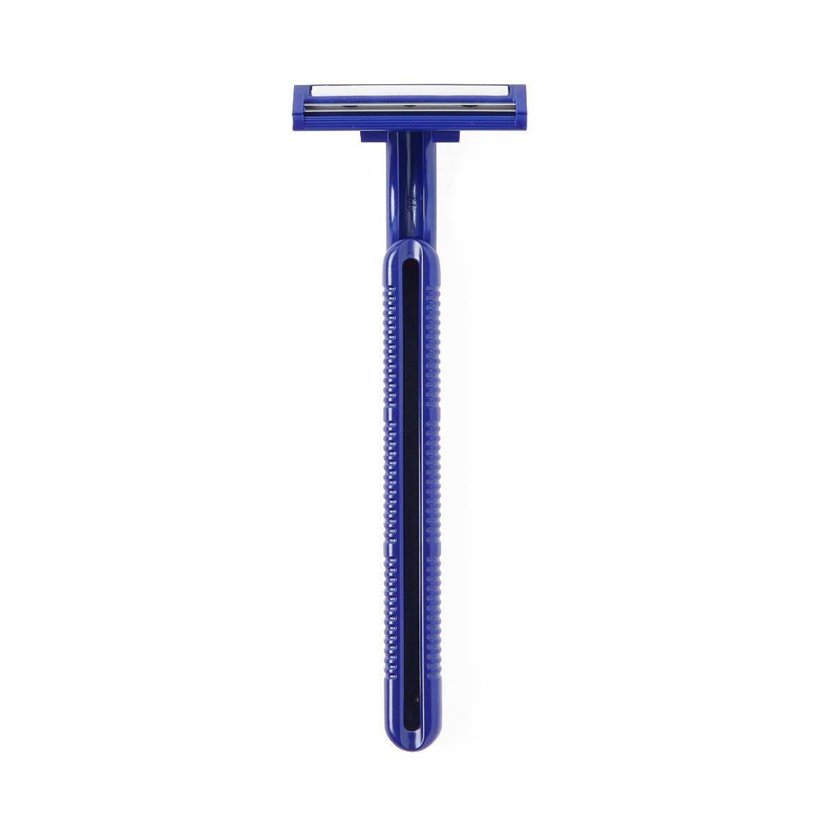 Medline Twin-Blade Disposable Razors with Lubrication Strip, Blue, Case of 500