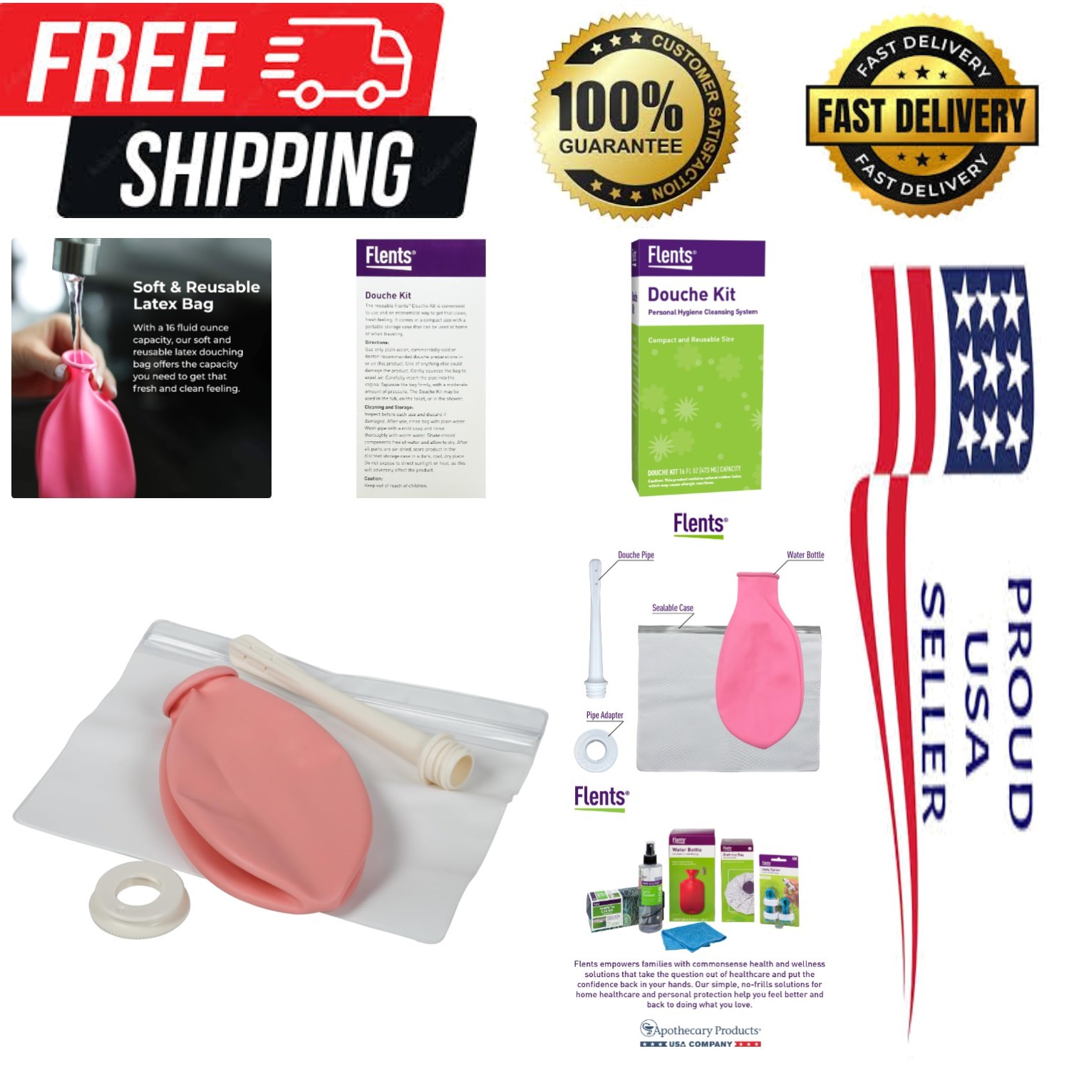 Lightweight Reusable Douche Kit with Leakproof Design – 16 oz Cleansing Bottle