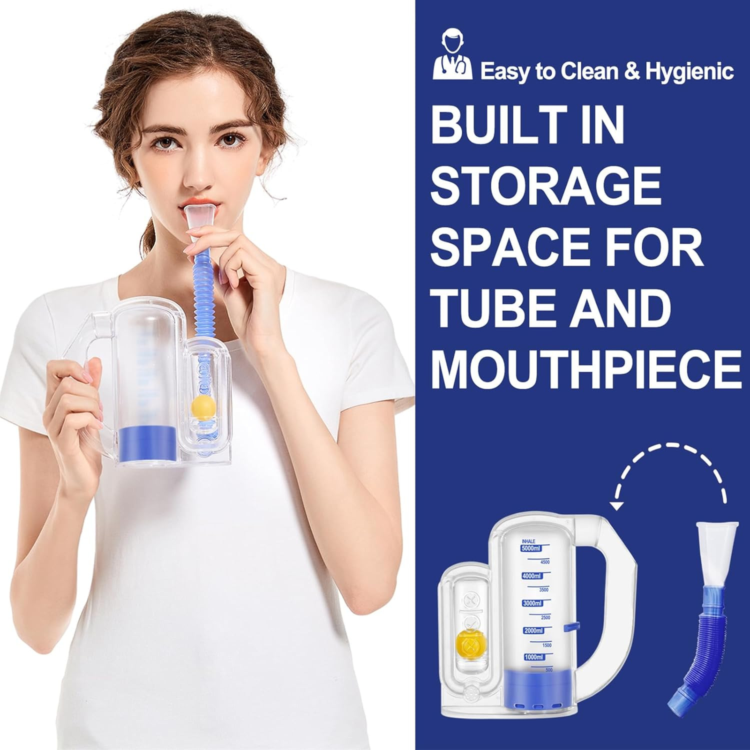 Breathing Exercise Device for Lungs, Lung Exerciser Device – 5000Ml Volumetric D
