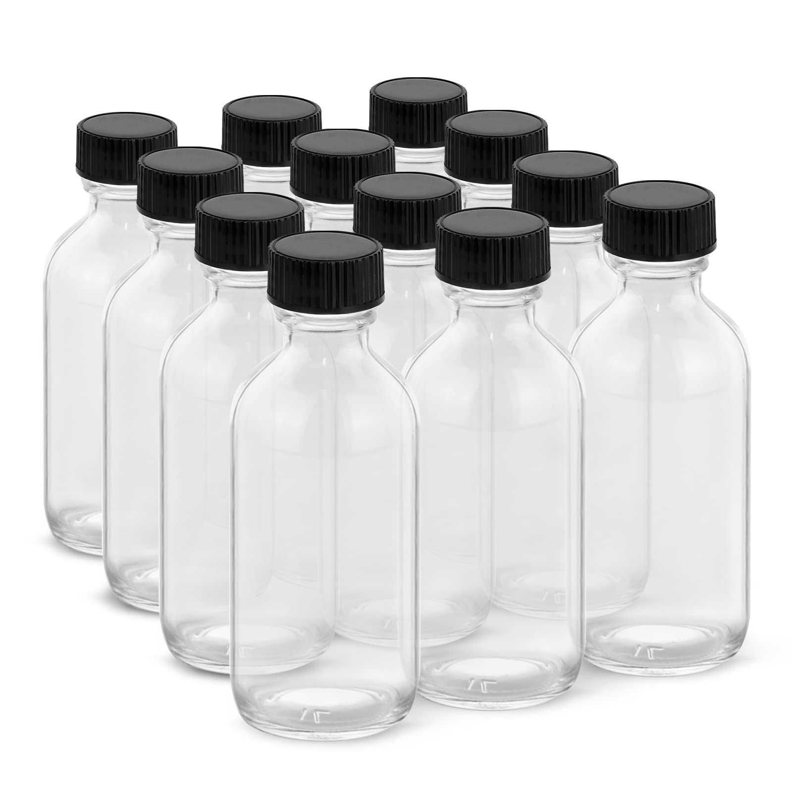 Rionisor 2OZ Small Glass Bottles with Lids and Funnels, 60ml Boston Round