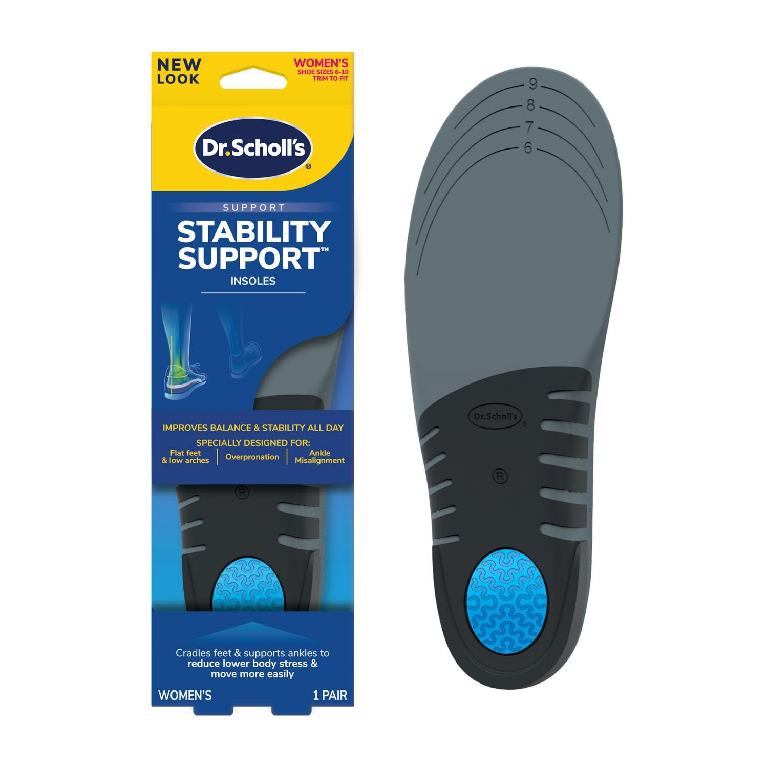 Insoles Women Size 6-10 Stability Support Cradle Feet Ankle Alignment Scholl