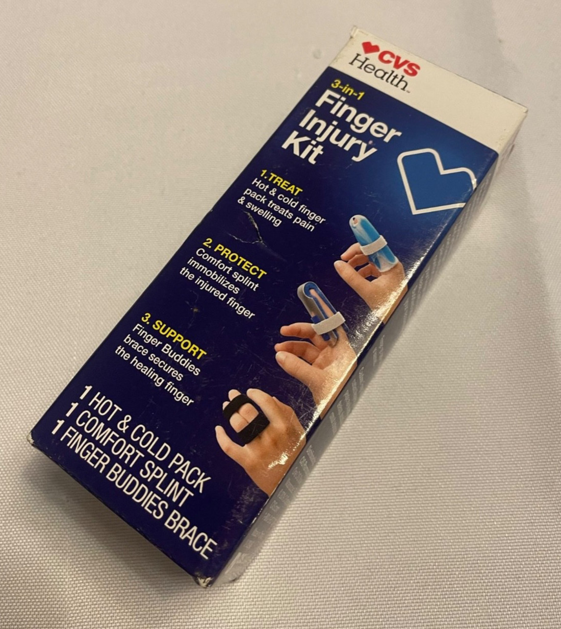 CVS 3-in-1 Finger Injury Kit Treat Protect & Support Hot Cold Pack Splint Brace