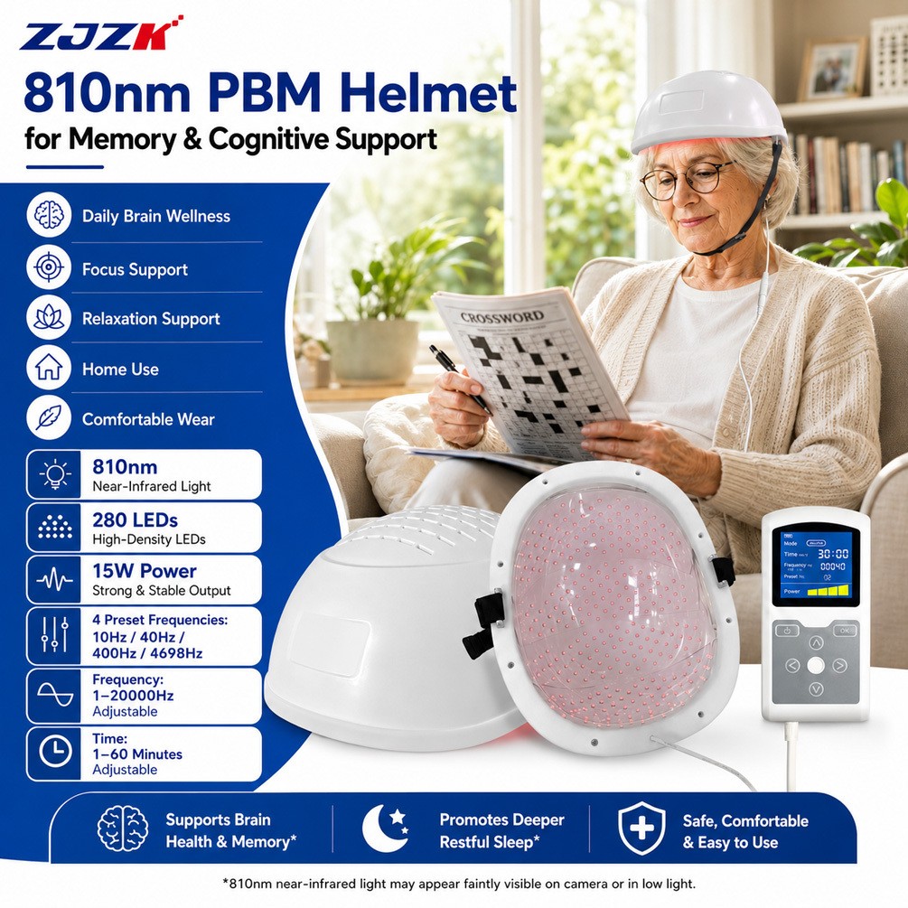 ZJZK 810nm Infrared Light Therapy Helmet for Brain Health, Memory, Focus & Sleep