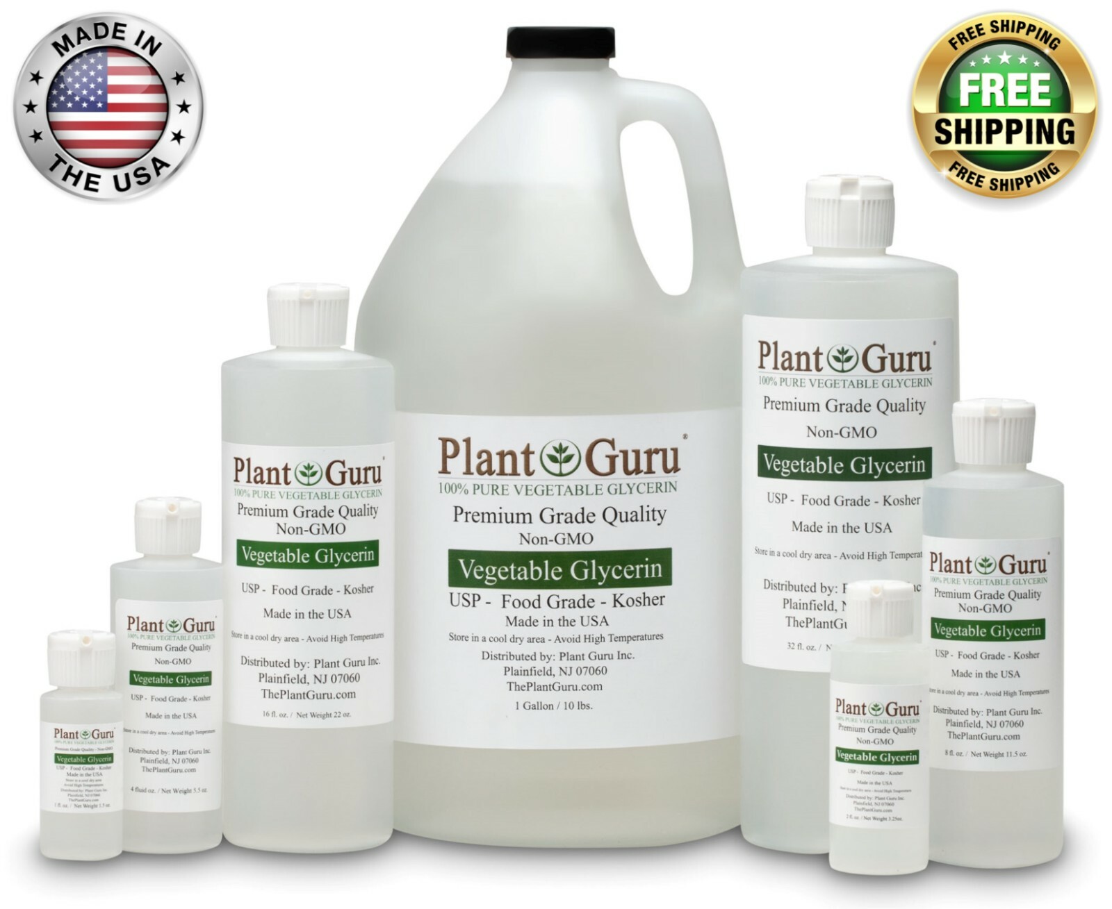 Vegetable Glycerin Propylene Glycol 32 oz Each USP 99.9 % Pure Food Grade VG PG