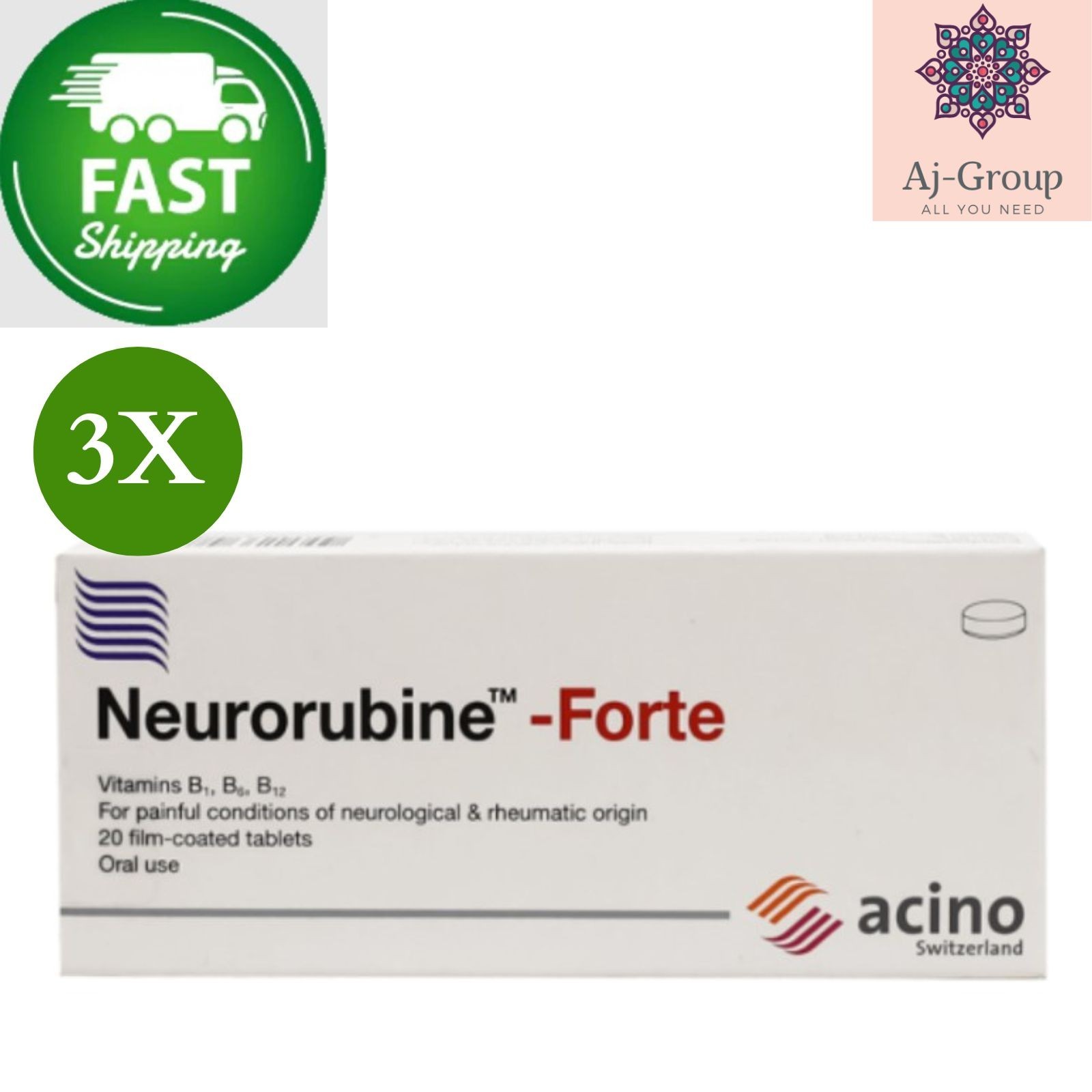 3 Pack X Neurorubine Forte With Vitamin B1, B6, B12 For Nerves ⭐FAST SHIPPING⭐