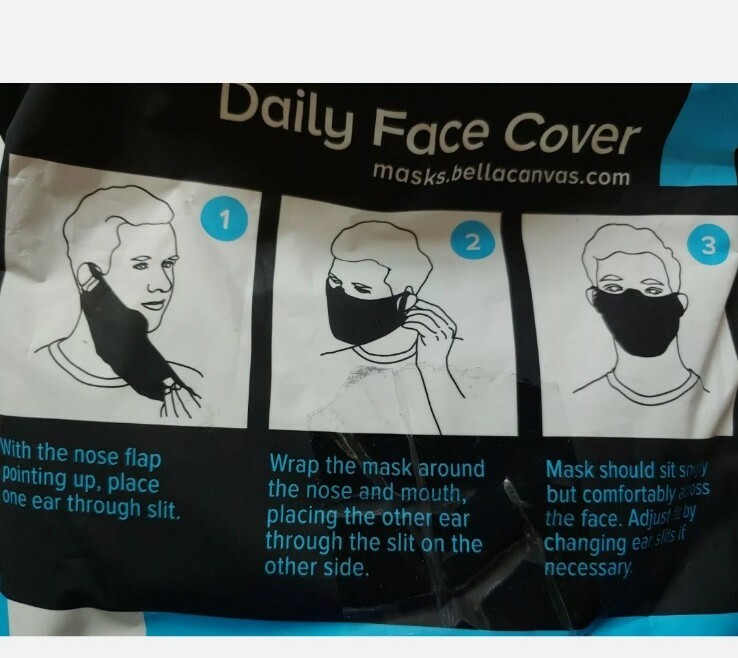 BELLA & CANVAS Black Fabric soft Face Masks Covers 9 Pack Made in USA NEW