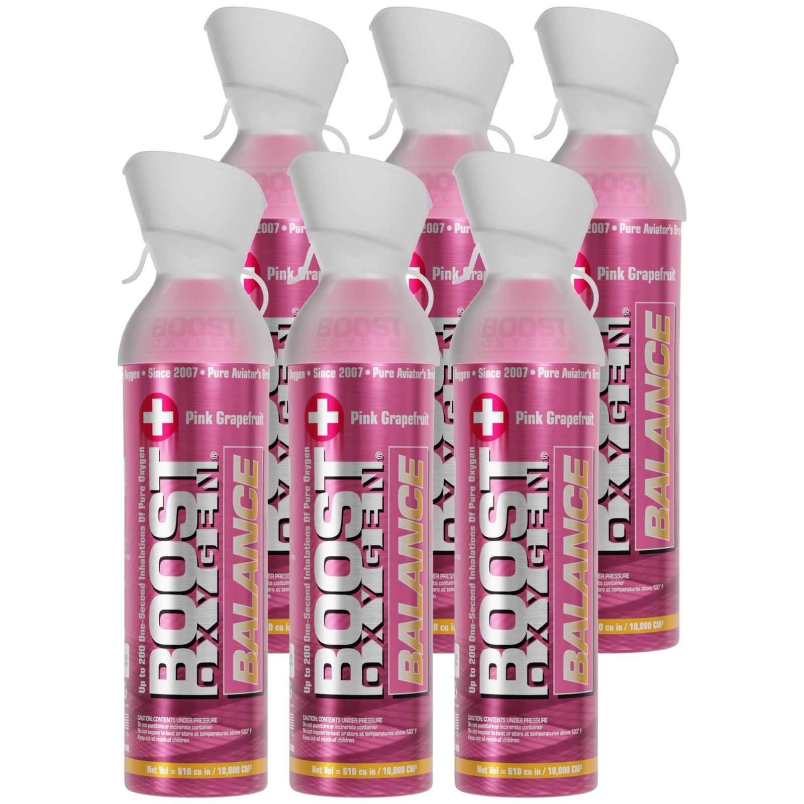 Boost Oxygen BALANCE Grapefruit All Natural 10L Respiratory Canister, 6 Pack
