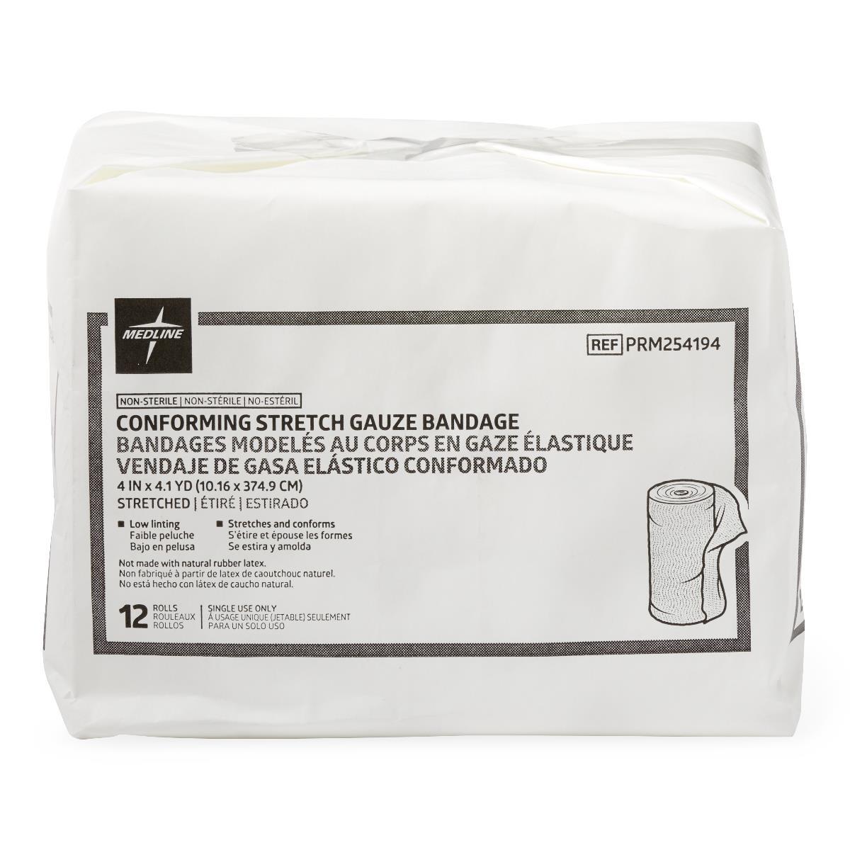 Conforming Gauze Bandage, Nonsterile, 4″ x 147.6″, Case of 96