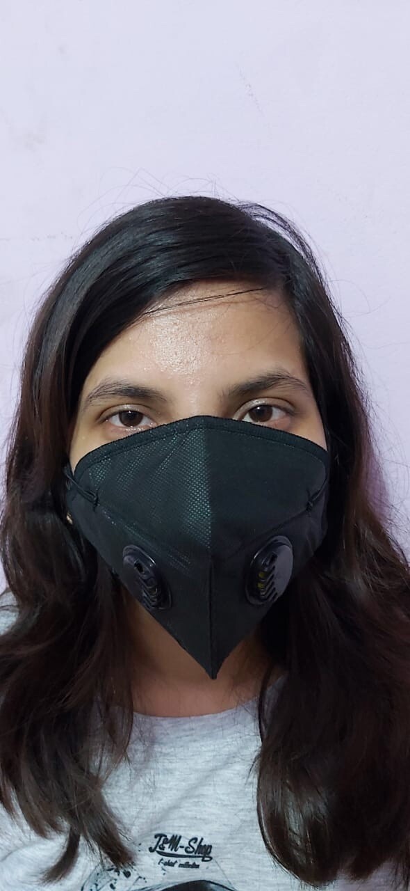 BLACK FACE MASK WITH DOUBLE RESPIRATOR VALVE HAND WASHABLE !