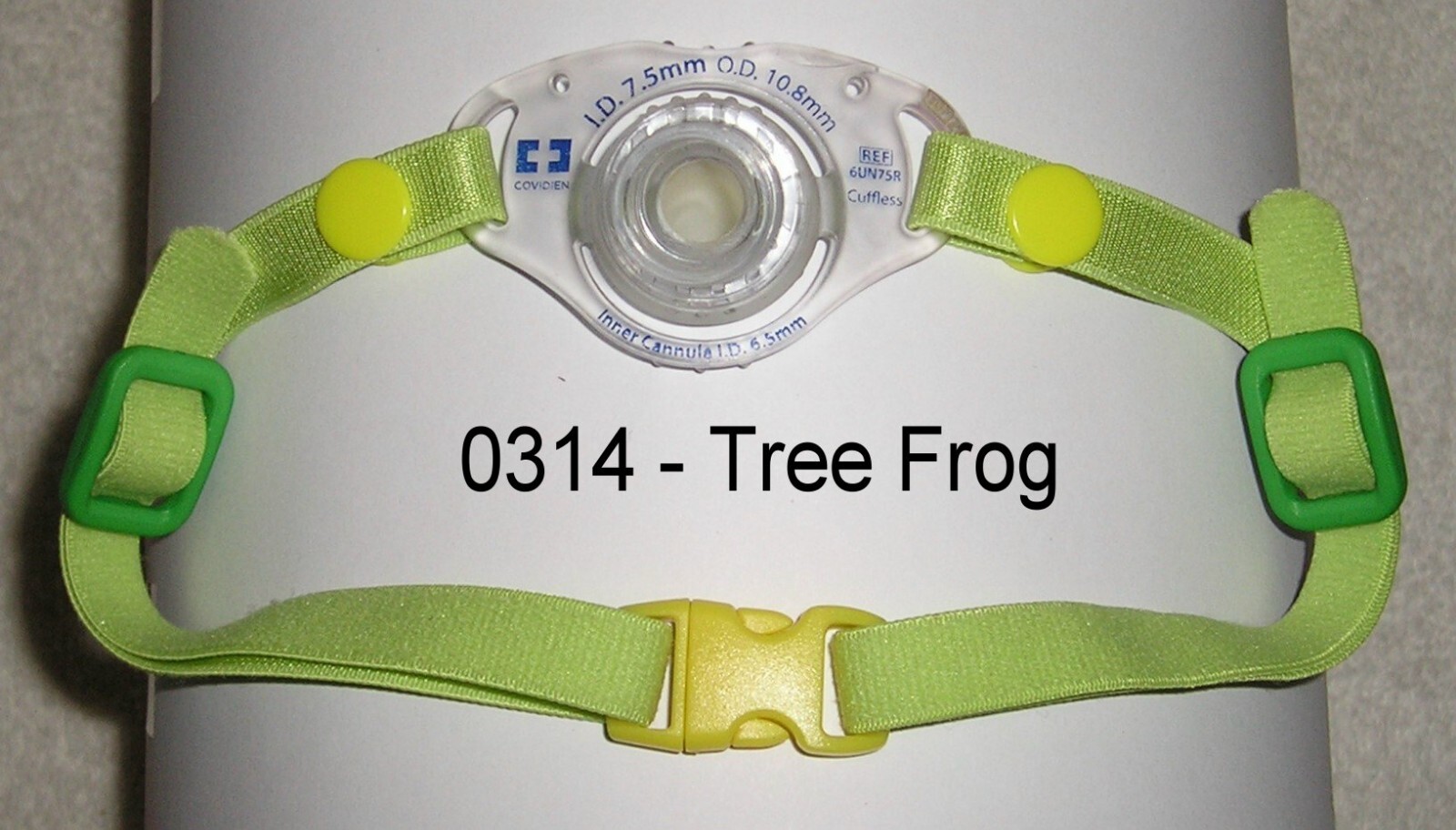 Covidien Shiley CFS UN-R Trach Tube Tie Strap Washable Elastic 0314 Tree Frog