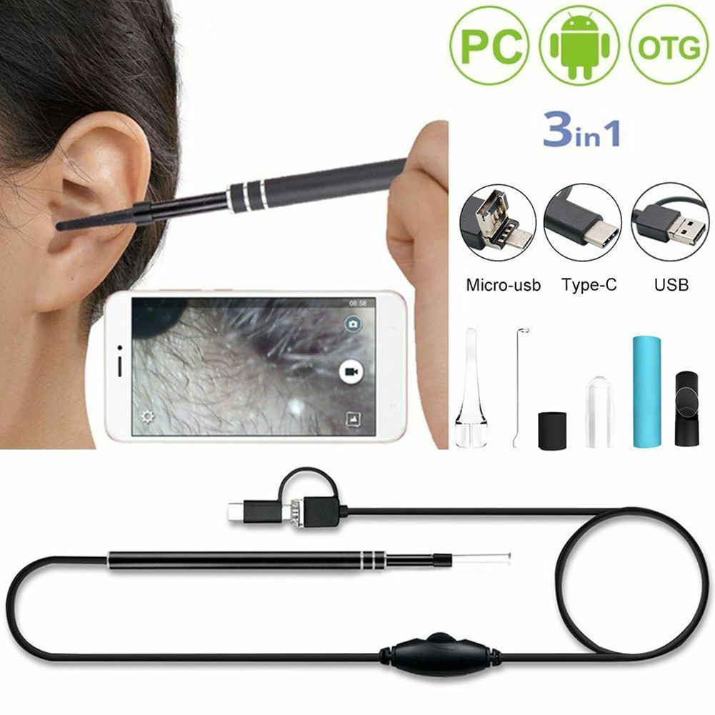 LED Ear Cleaning Endoscope USB 5.5mm Visual Earpick HD Pen Camera Spoon Otoscope