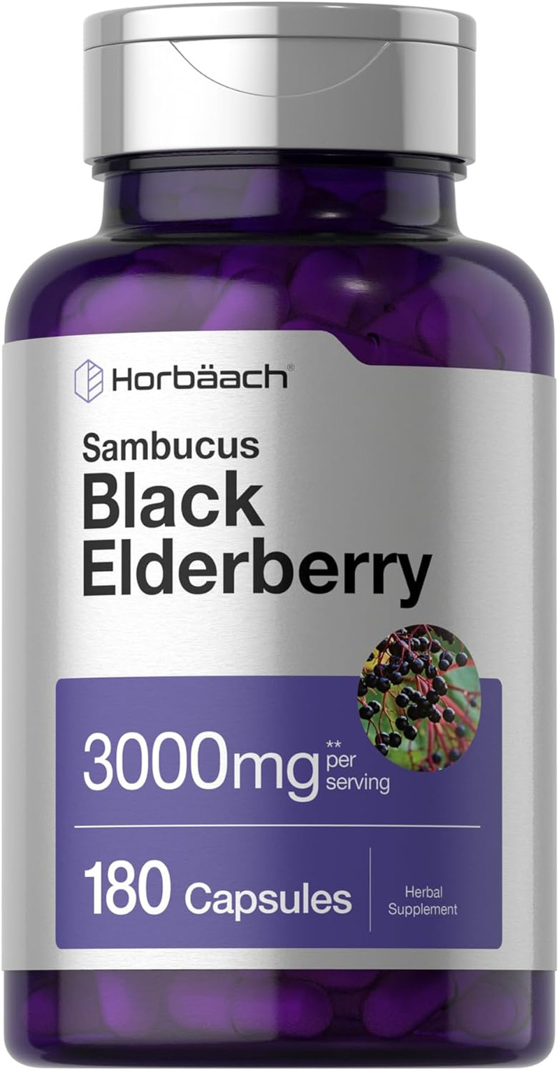 Saúco negro 3000 mg 180 cápsulas extracto de Sambucus suplemento natural