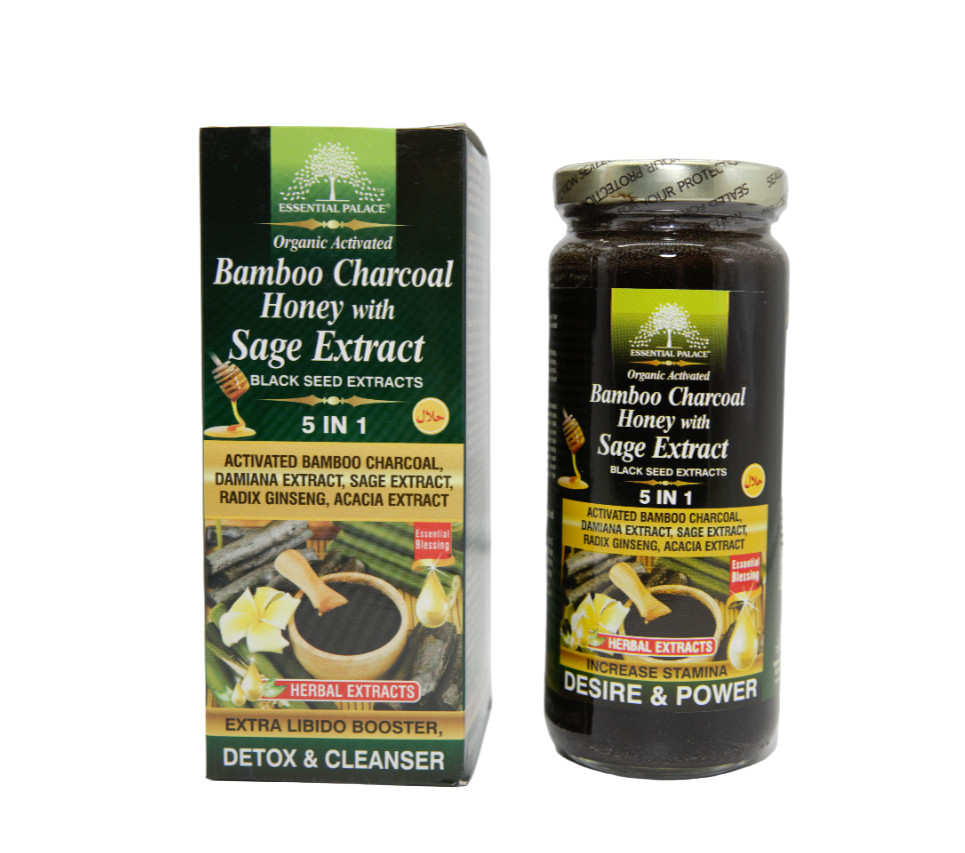 Organic Bamboo Charcoal Honey with Sage Extract | ESSENTIAL PALACE