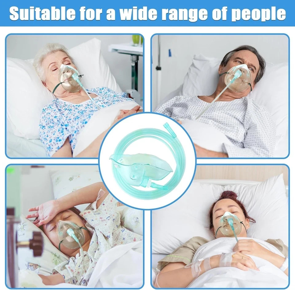 2 Pack Oxygen Mask for Face Adult with 6.6′ Tube & Adjustable Elastic Strap -…