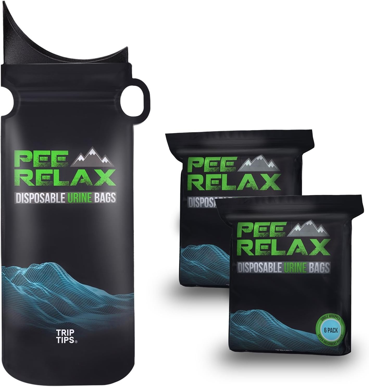 TRIPTIPS 1000cc Pee Bags for Travel Women Men Kids, 12/24 X-Large, black