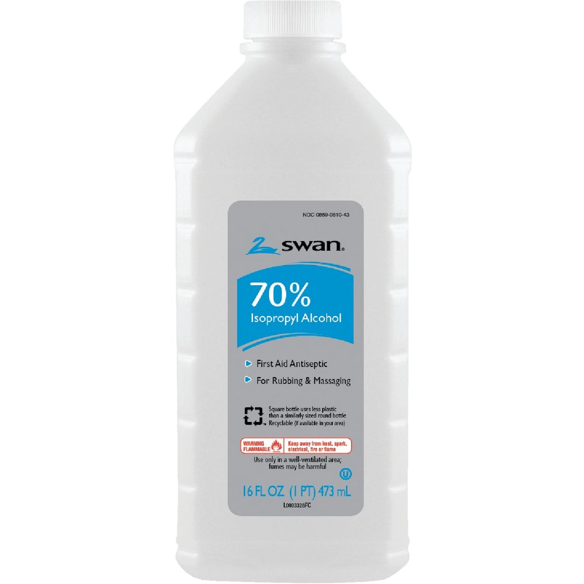 Swan 16 Oz. 70% Isopropyl Rubbing Alcohol 1000057220 Swan 1000057220 16 Oz.