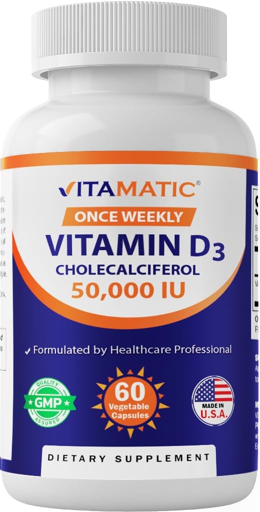 Vitamin D3 50000 IU Once Weekly 60 Veg Capsules Made USA Vitamatic