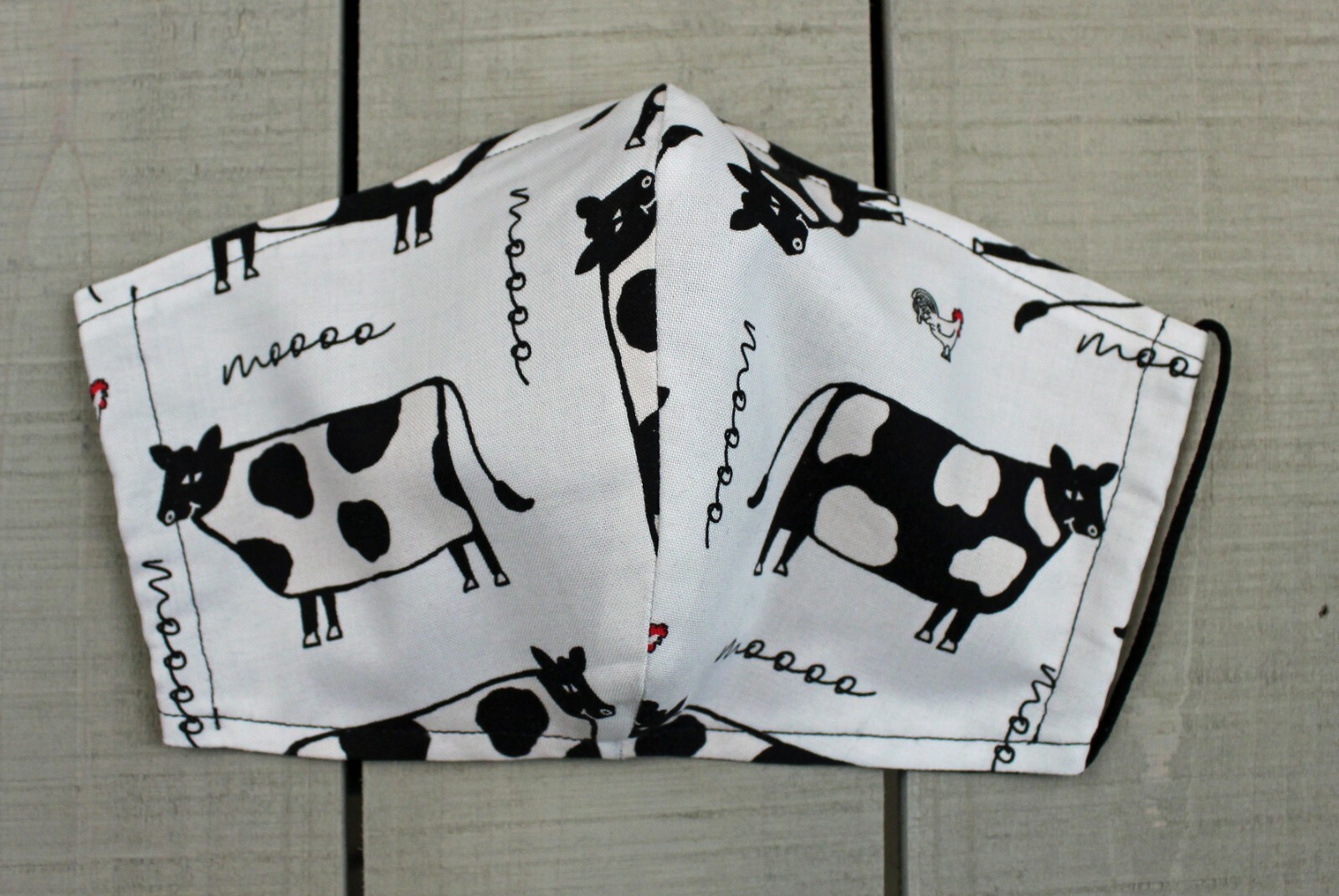 Small Adult size Cow Print with Black and White Cows. 100% Cotton Face Mask.