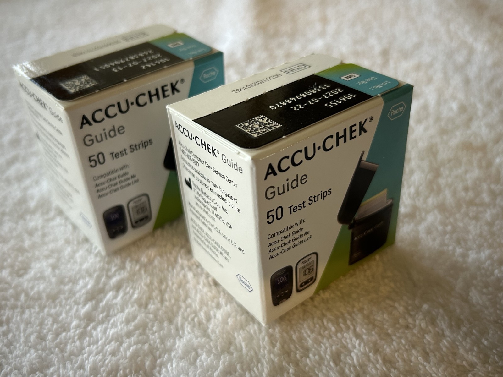 100 Accu-Chek Guide Test Strips – 2 Boxes of 50 Strips – SEALED- Exp 2027-07-13