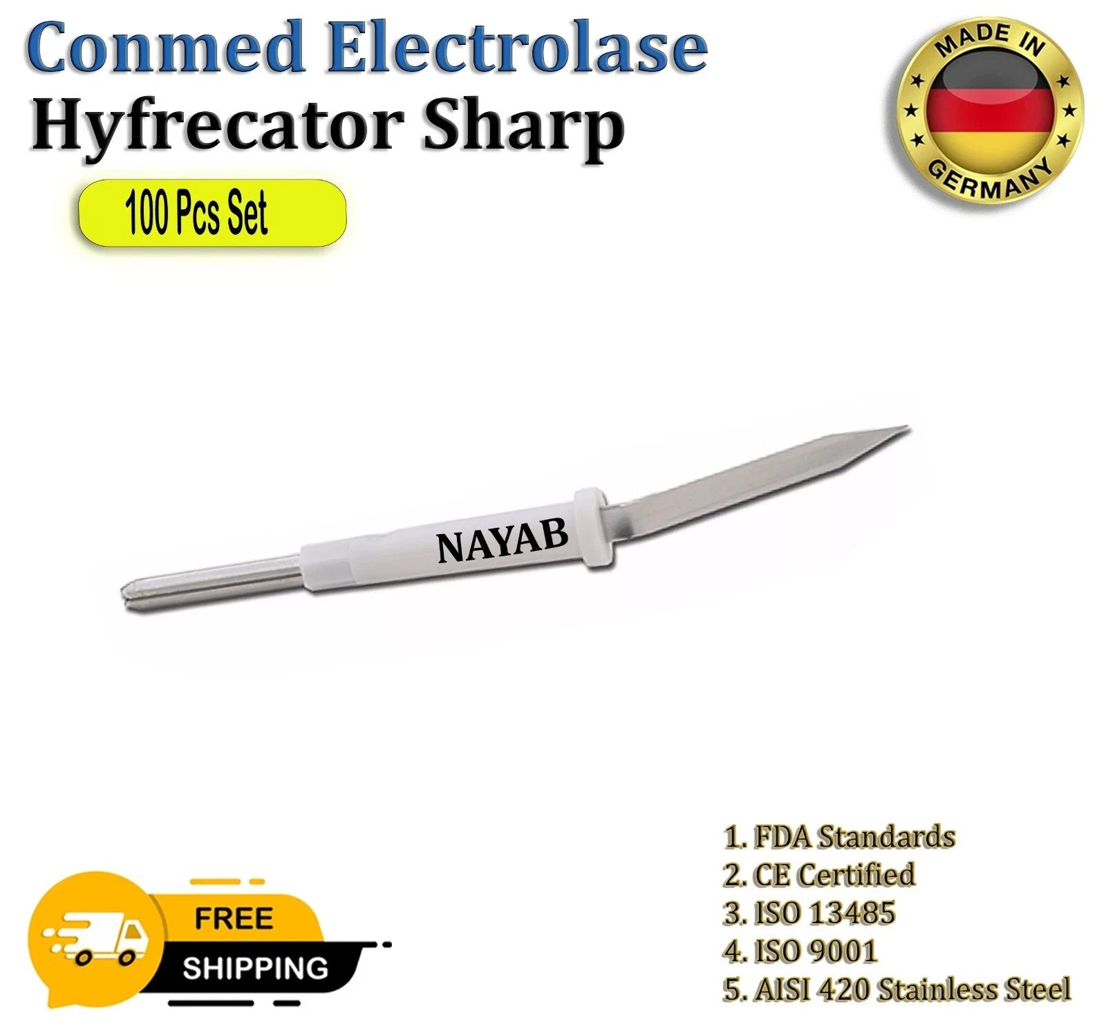 Conmed Electrolase Disposable Hyfrecator Sharp Tips Non-sterile Box of 100 – CE