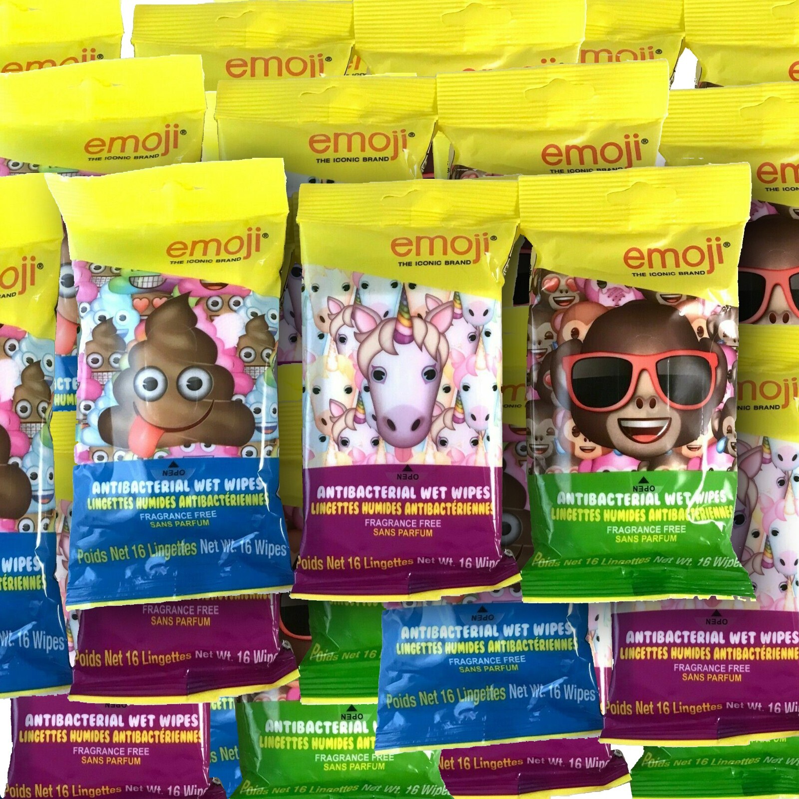 Wet Wipes Fragrance Free Travel Size (30 packages) UNICORN MONKEY POOP Emoji