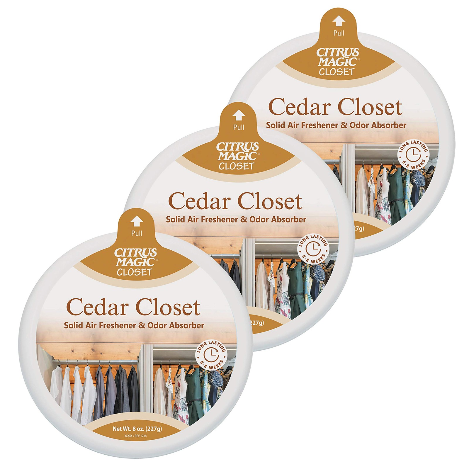 Air Freshener Odor Absorbing Solid Cedar 8 Ounce Pack of 3 Citrus Magic Closets