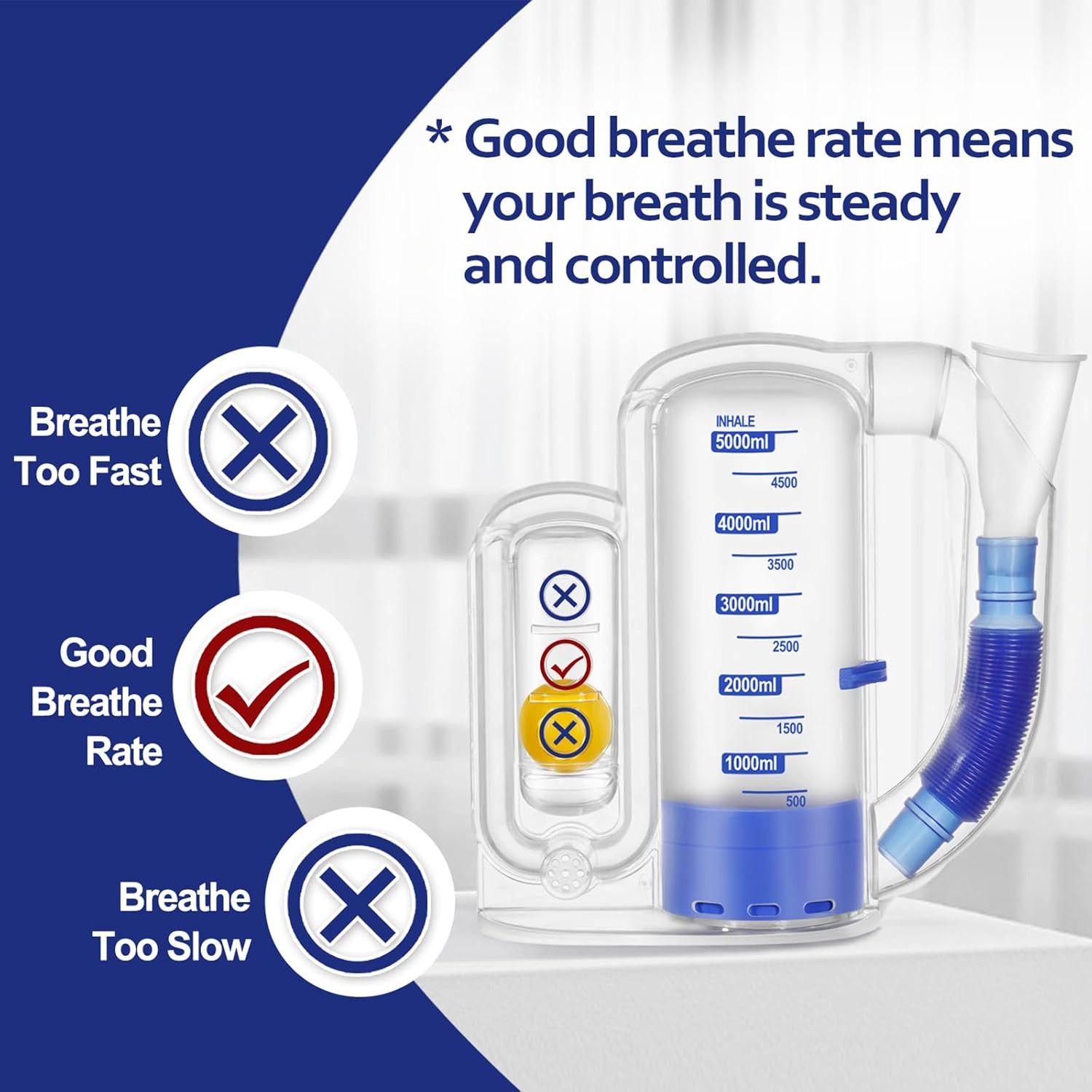 Breathing Exercise Device for Lungs, Lung Exerciser Device – 5000Ml Volumetric D