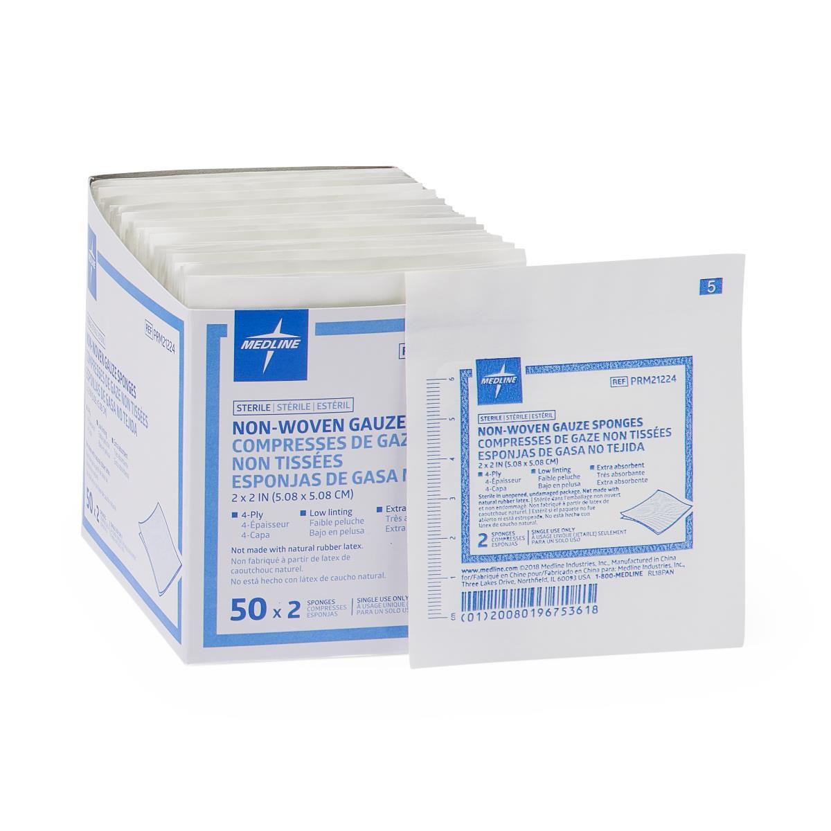 Sterile Nonwoven Gauze Sponges 2″ x 2″, Case