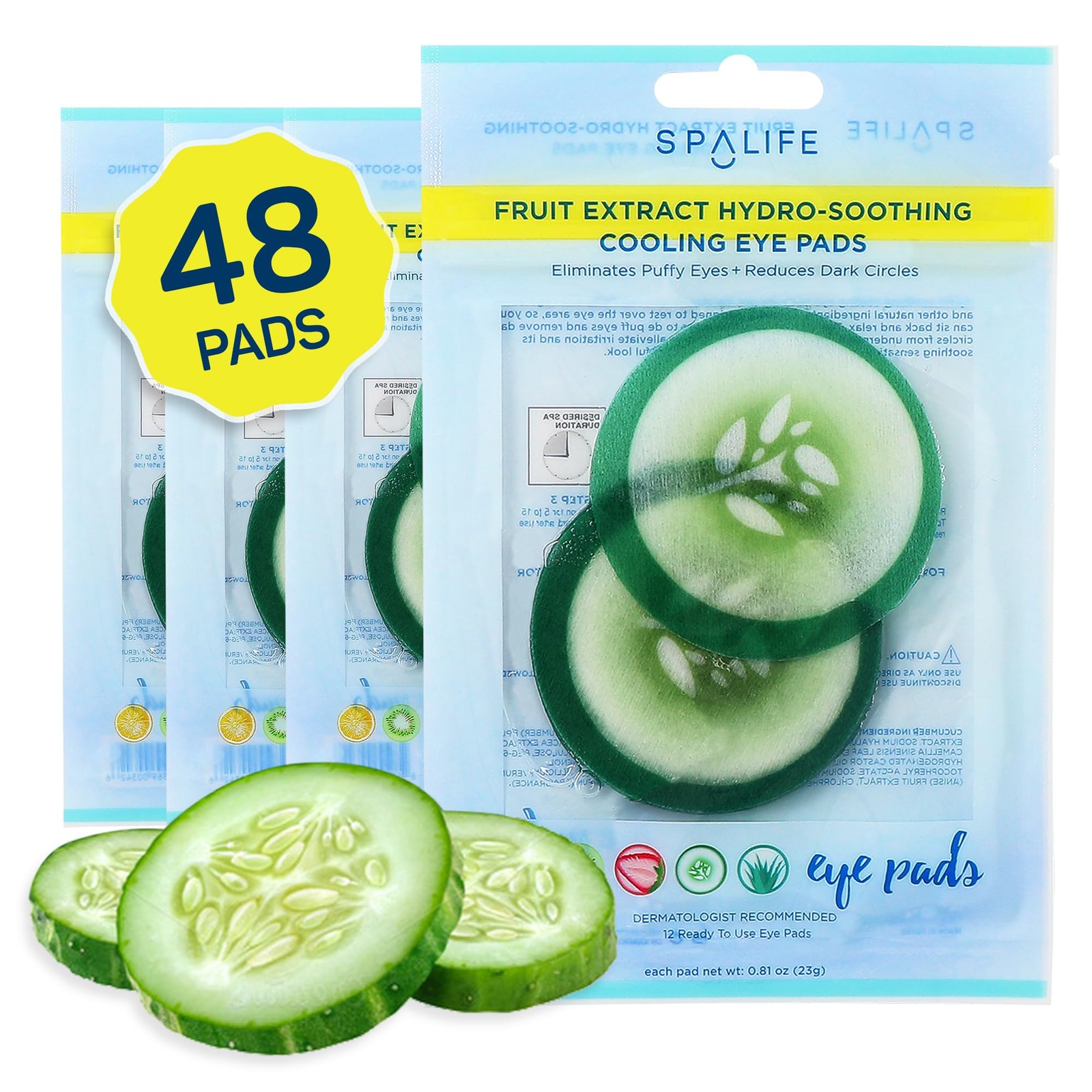 SpaLife Cucumber Korean Eye Patches | Dark Circles & Puffy Eyes Treatment | Nour