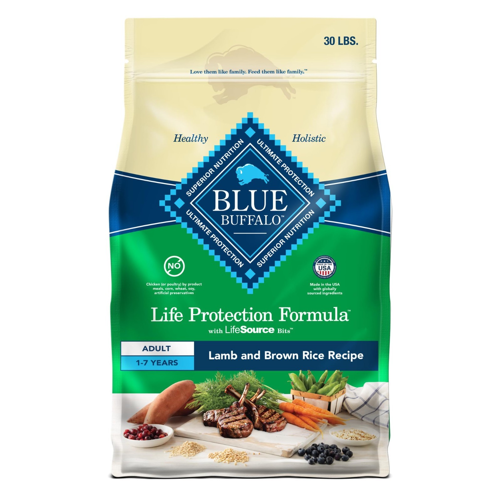 Blue Buffalo Life Protection Formula Adult Dry Dog Food,Lamb & Brown Rice, 30lb