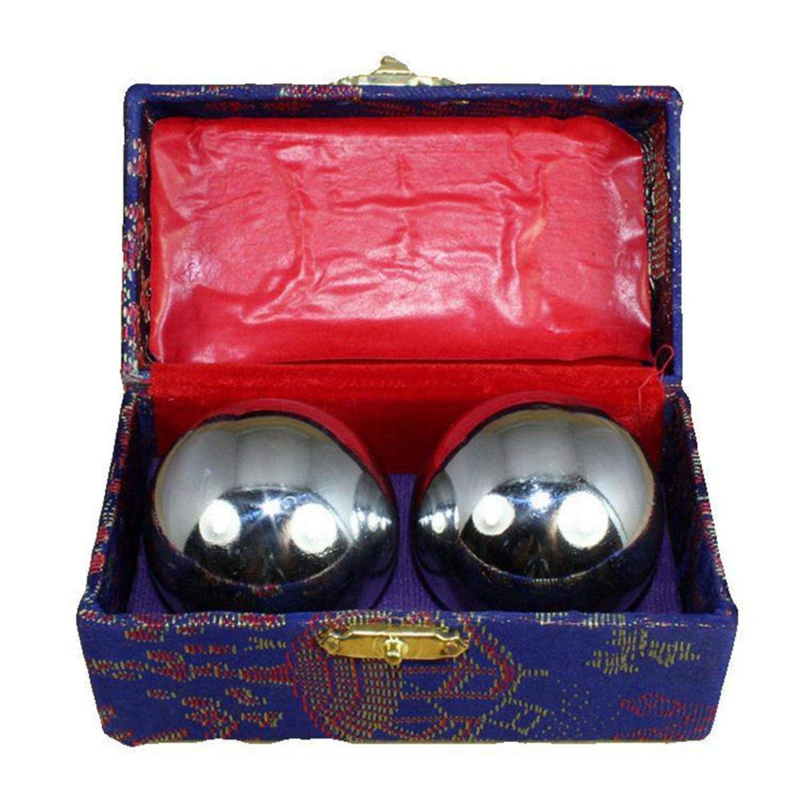 Denpetec 2pcs Baoding Balls Chinese free size, Silver, 1.69inch, Color Random