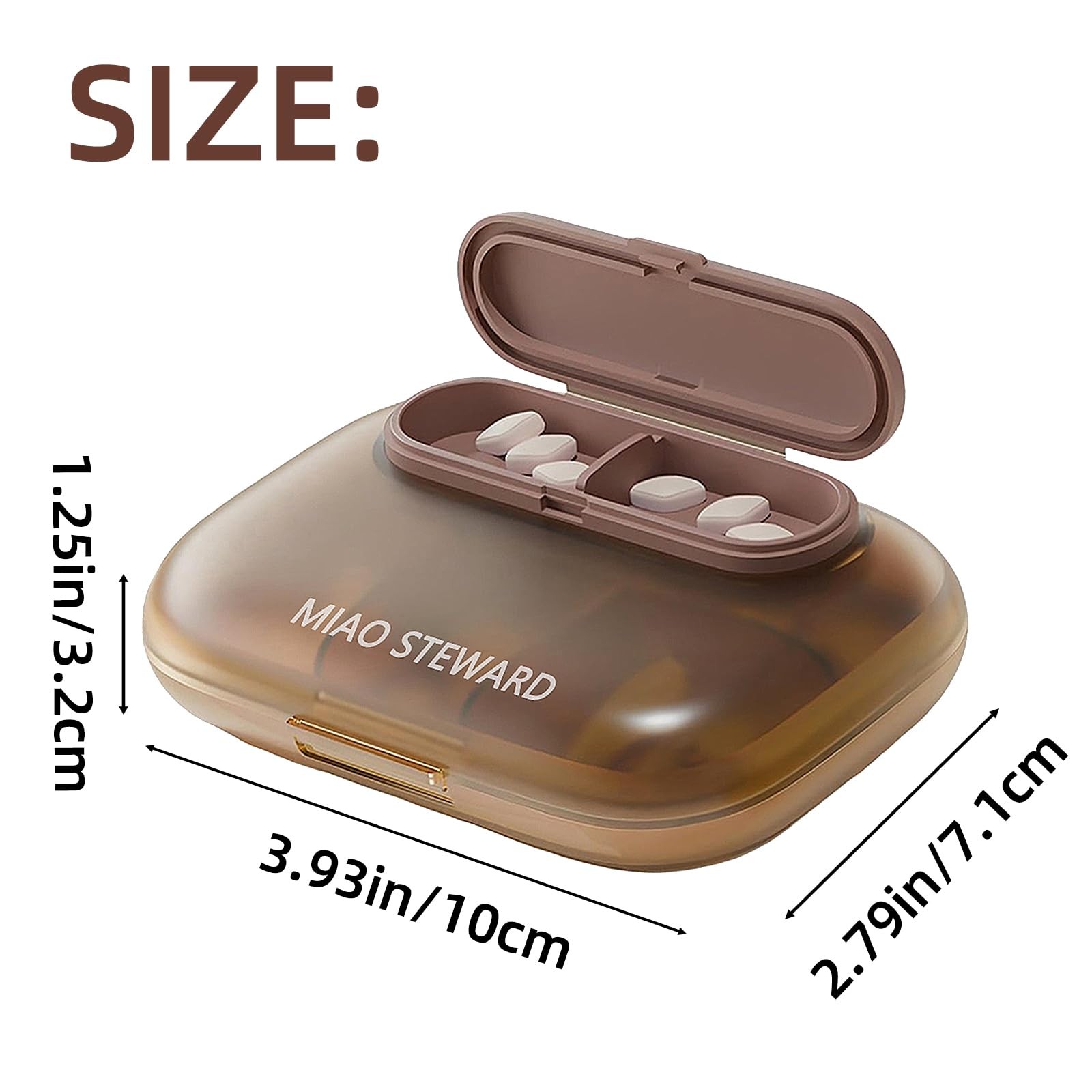 Miao Steward Portable 6-Grid Pill Organizer Waterproof Magnetic Small Black