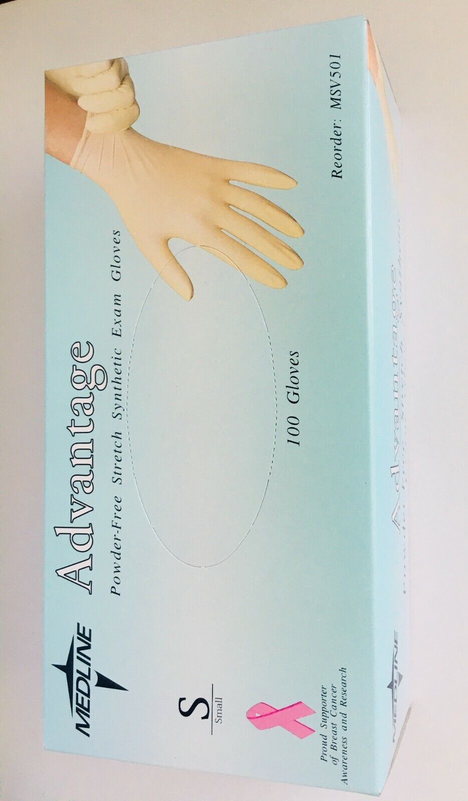 10 BOX/100 GLOVES Medline Advantage Power Free Stretch Exam Gloves Small MSV501