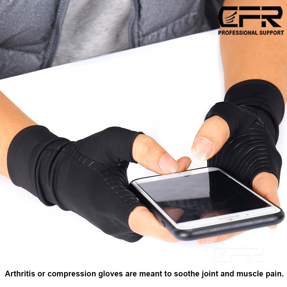 Copper Compression Gloves Arthritis Gym Carpal Tunnel Hand Wrist Braces Support