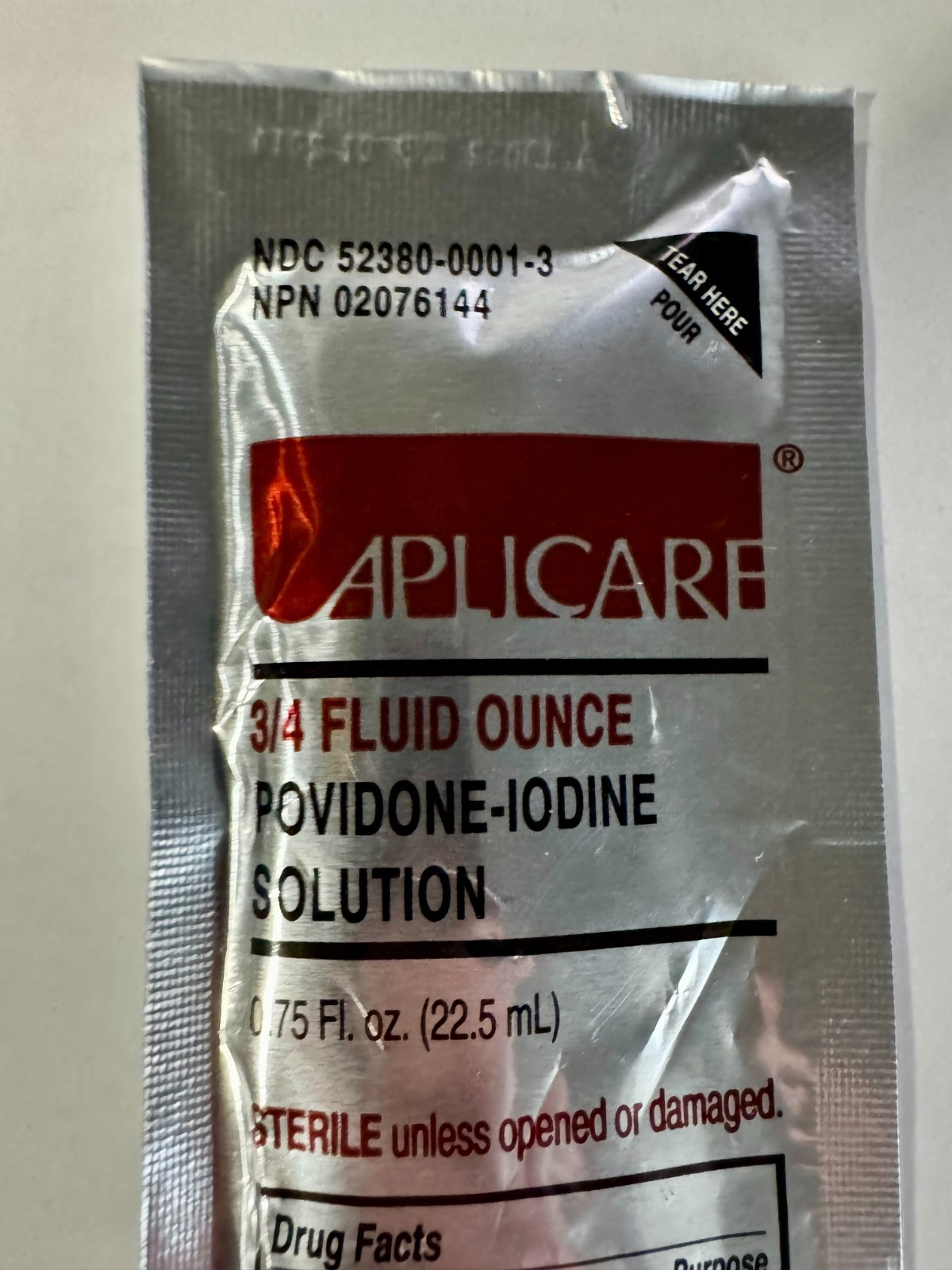APLICARE Povidone Iodine Solution Pouch Pack of 124 (3/4 Fl. oz.) (124 count)