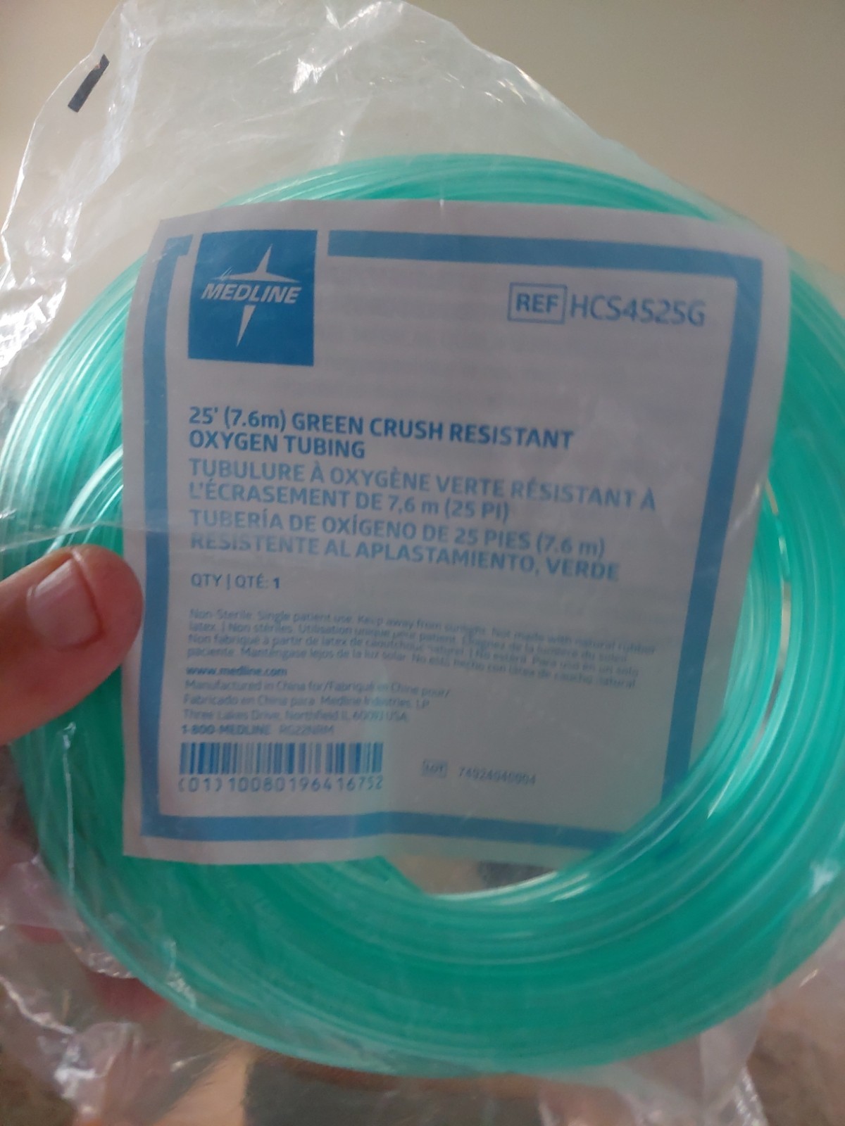 Medline 25 Foot Green Crush Resistant Oxygen Tubing – HCS4525G