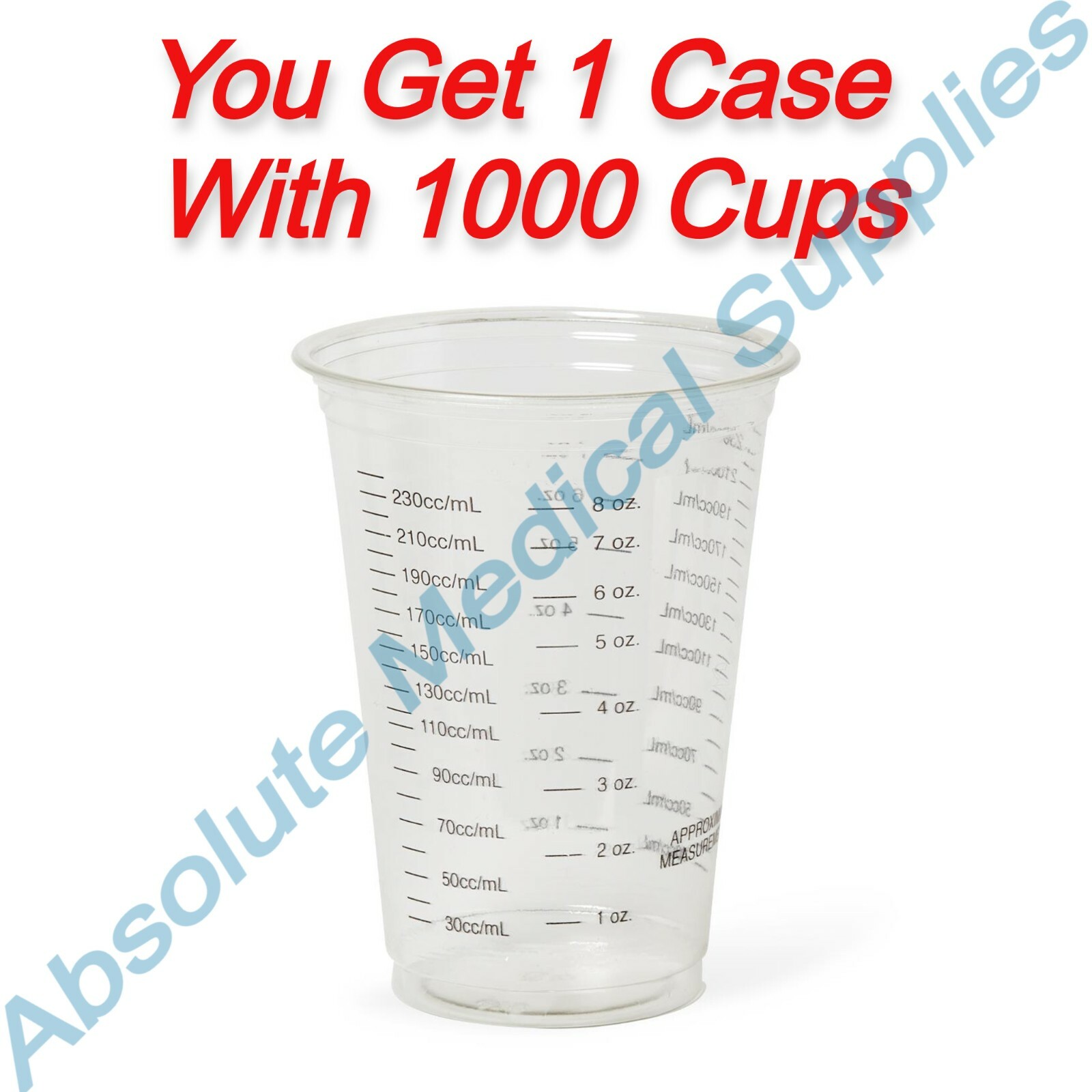 *1000-Pack* Medline Plastic Cup Graduated Translucent 10 Oz NONO3010BAR