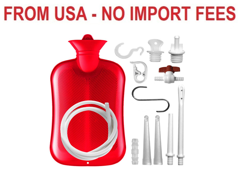 2 L Enema Bag Home Enema Kit with 3 Enema Tips,60 inch Long Silicone Hose, Contr