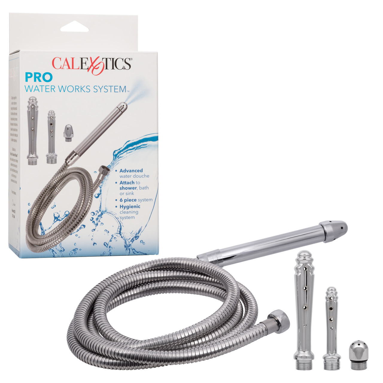 CalExotics Pro Water Work Douche System Enemas Anal Cleaner Cleaning 6 PC System