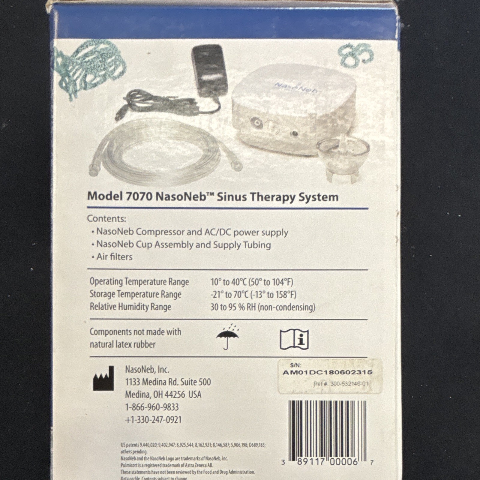 NasoNeb Sinus Therapy System White Medication Delivery Sinus Care Model 7070