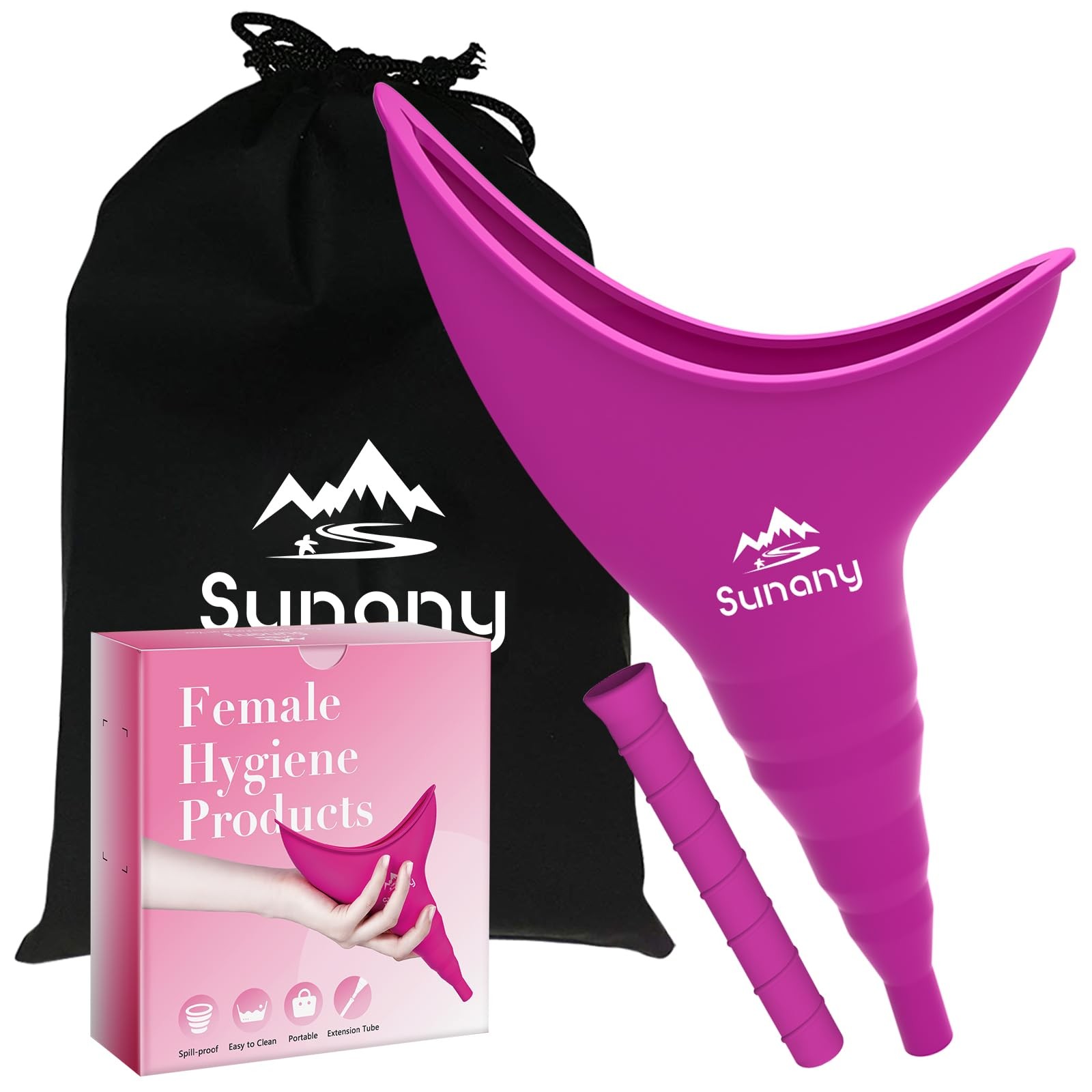 Sunany Female Urination Device, Reusable Urinal 3 Piece Set, Purple