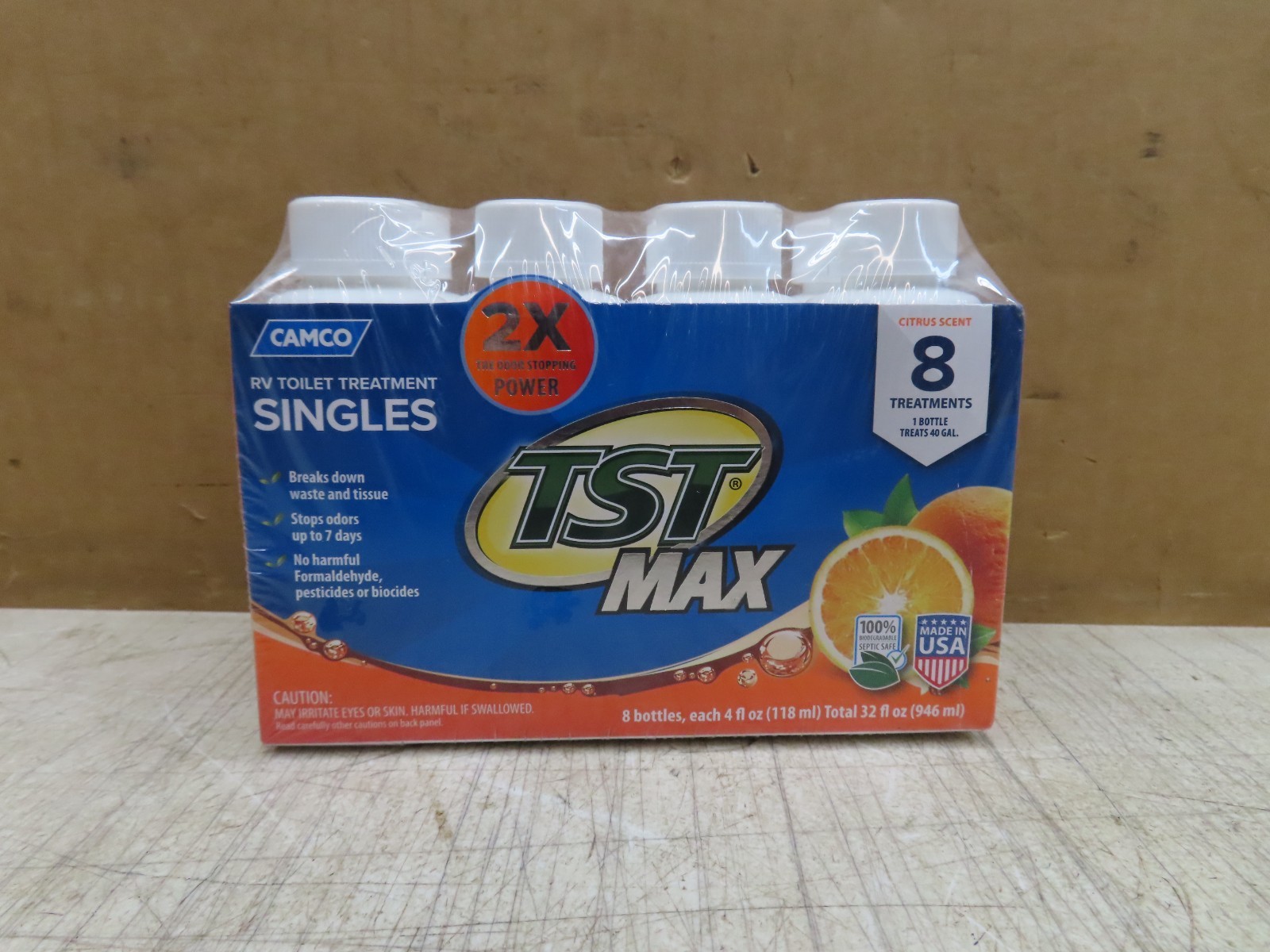 TST MAX CAMPER RV TOILET BLACK TANK TREATMENT SINGLES 8 Pk – 4 fl oz Each CITRUS