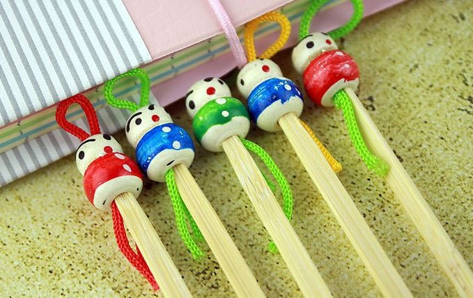 Japanese Handmade Bamboo Earpick (5 Pcs) Clean Wax Removers with Doll Heads