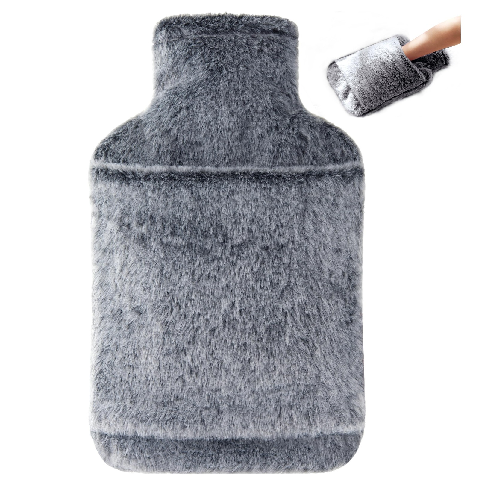 samply Hot Water Bottle with Cover – 2L Bag Hand 2L, Black