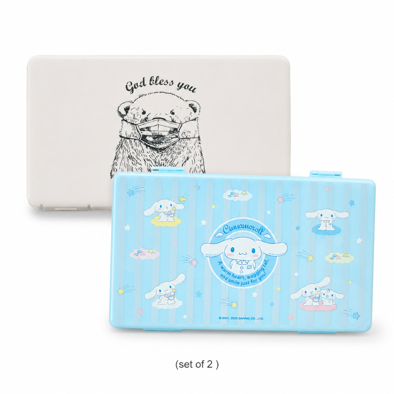 （Set of 2) Bear Cinnamoroll Mask Hard Pocket Cards Money Storage Container Case