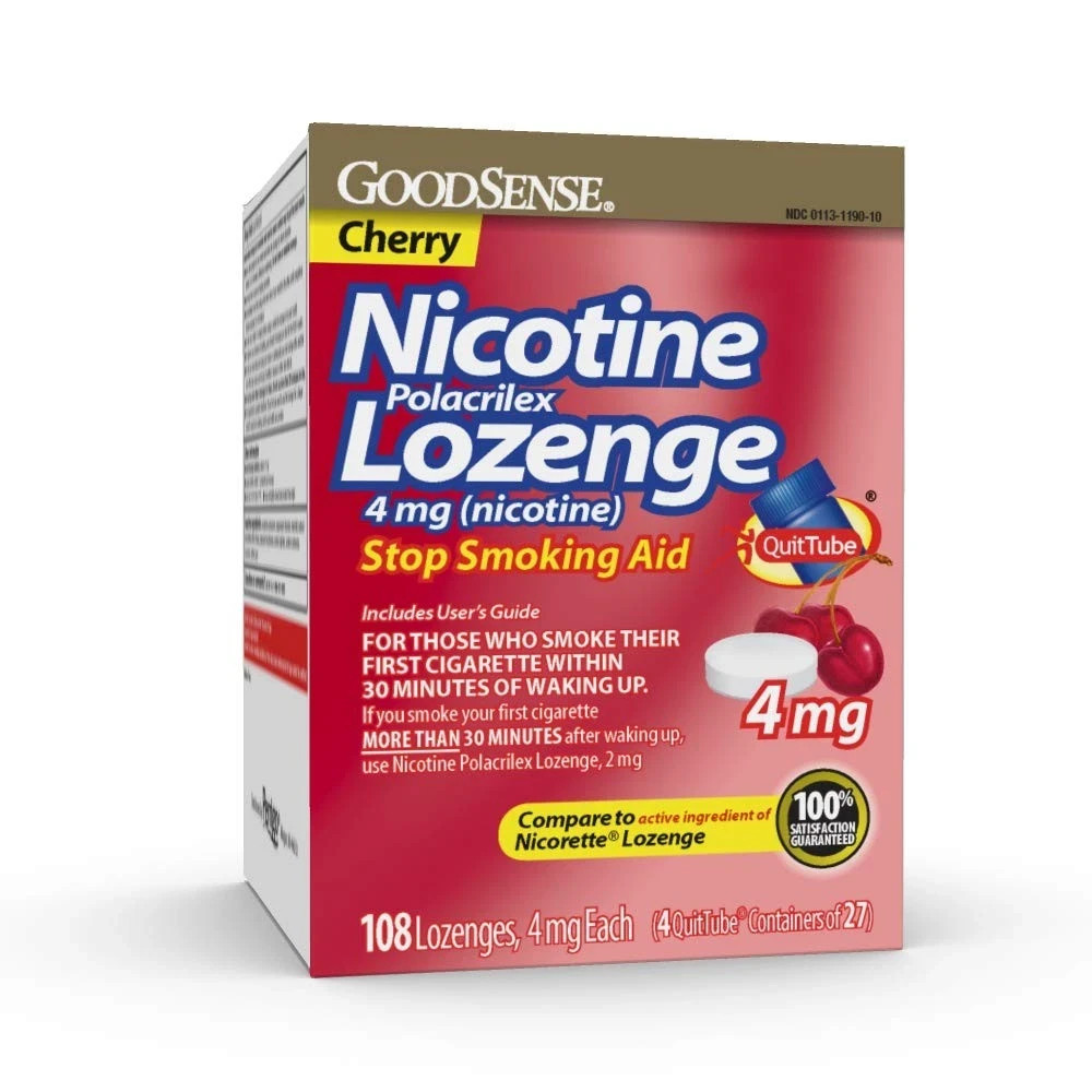 Nicotine Lozenge 4 mg 108 Count Pack GoodSense Reduce Cravings Stop Smoking